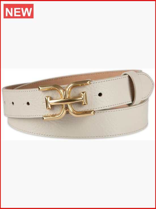 Leather and Polyurethane Double-E Plaque Buckle Slim Belt main image 6